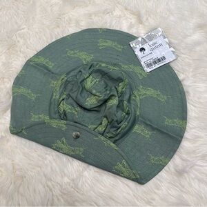 🆕 Kate Quinn Green Kids Button Sun Hat Large Grasshopper Bamboo